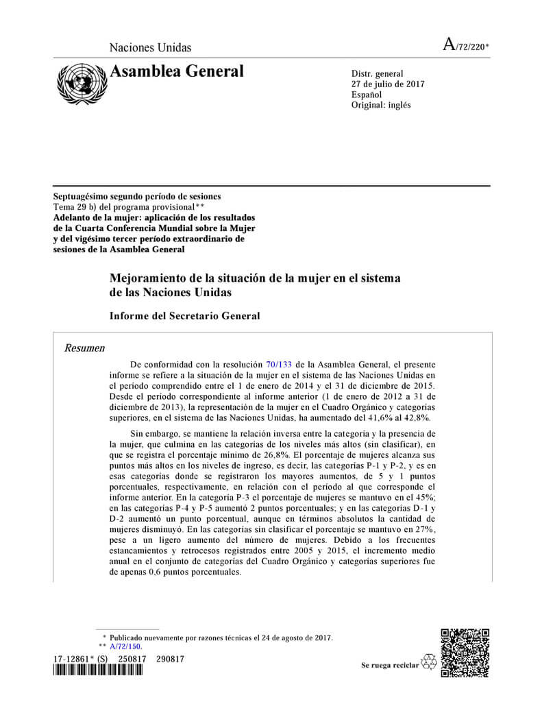 Mejoramiento de la situaci n de la mujer en el sistema de las